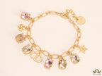 Golden chain bracelet with alphabet and cz charms