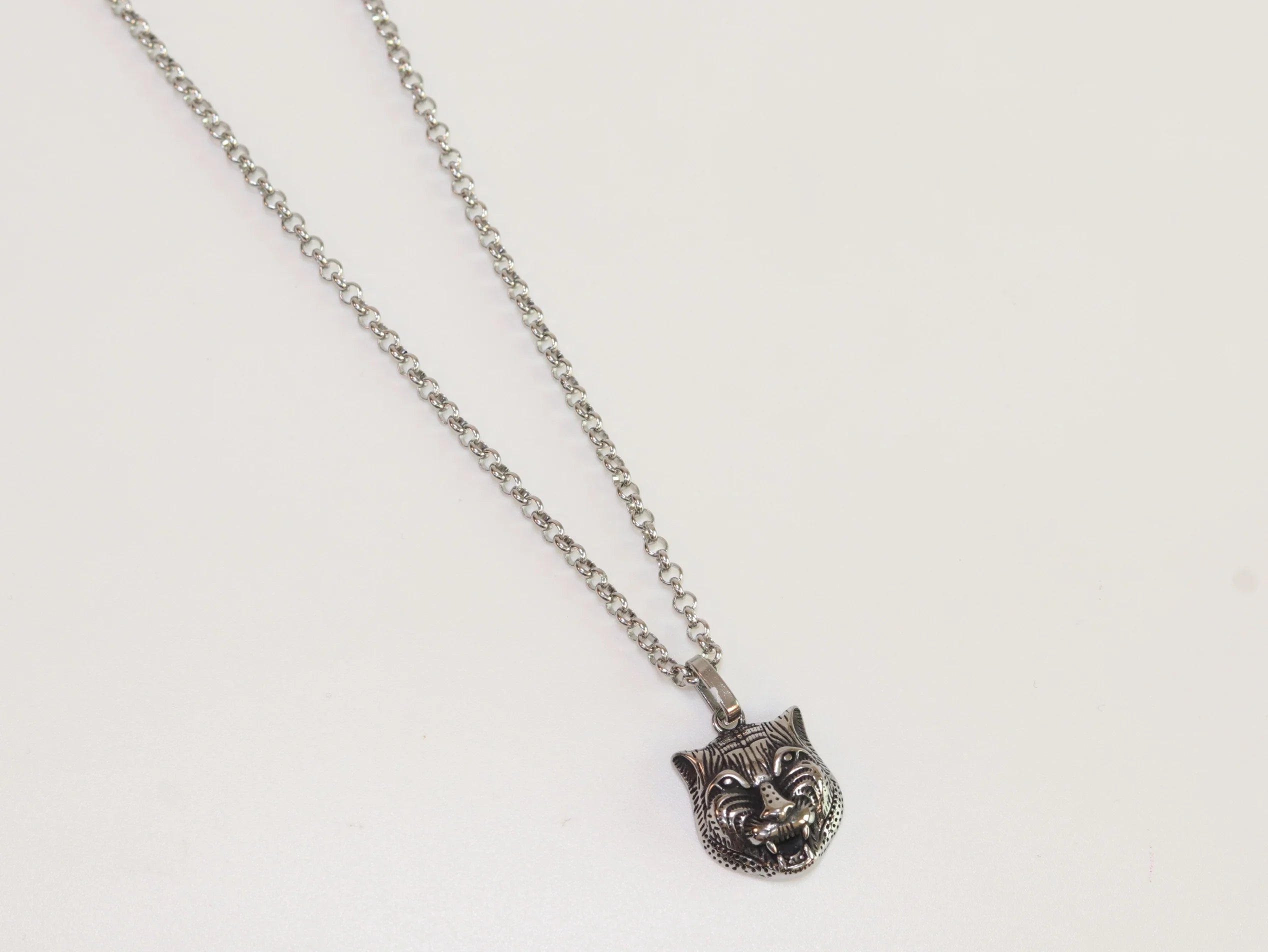 Oxidised silver panther pendant