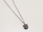 Oxidised silver panther pendant
