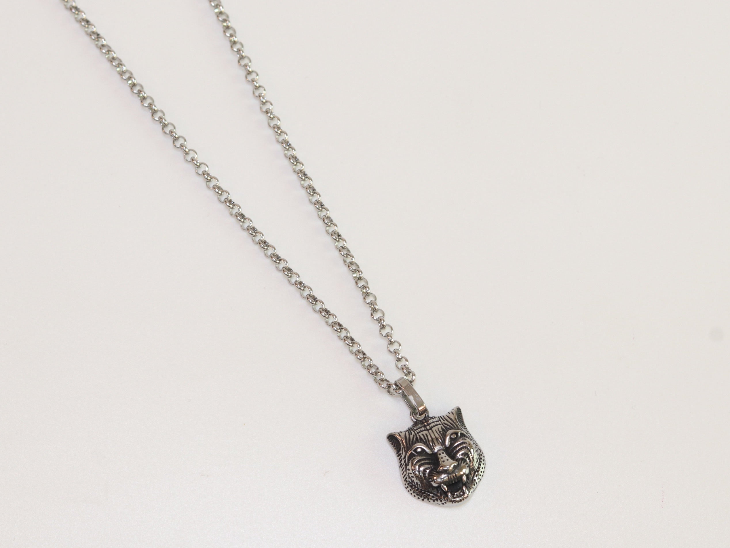 Oxidised silver panther pendant