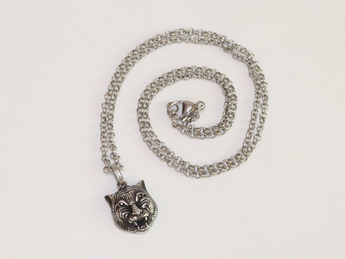 Oxidised silver panther pendant