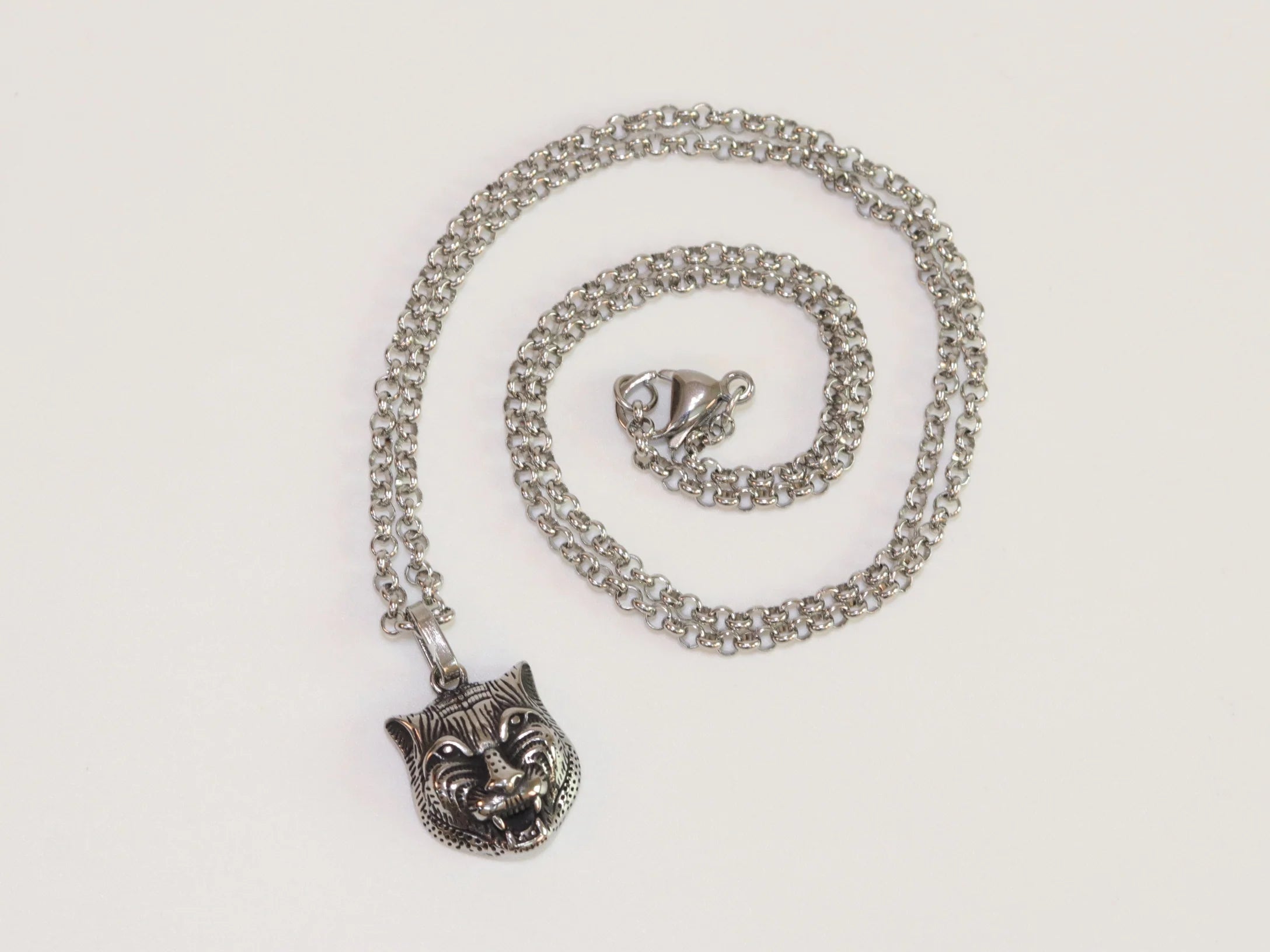 Oxidised silver panther pendant
