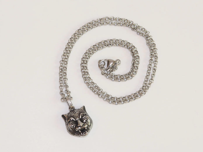 Oxidised silver panther pendant
