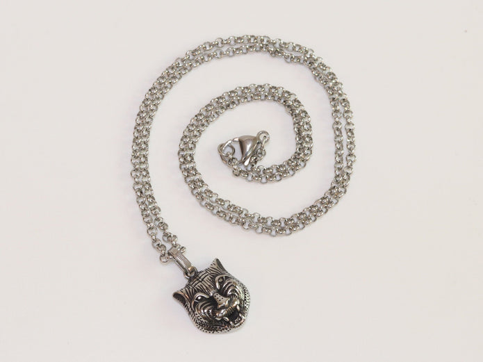 Oxidised silver panther pendant