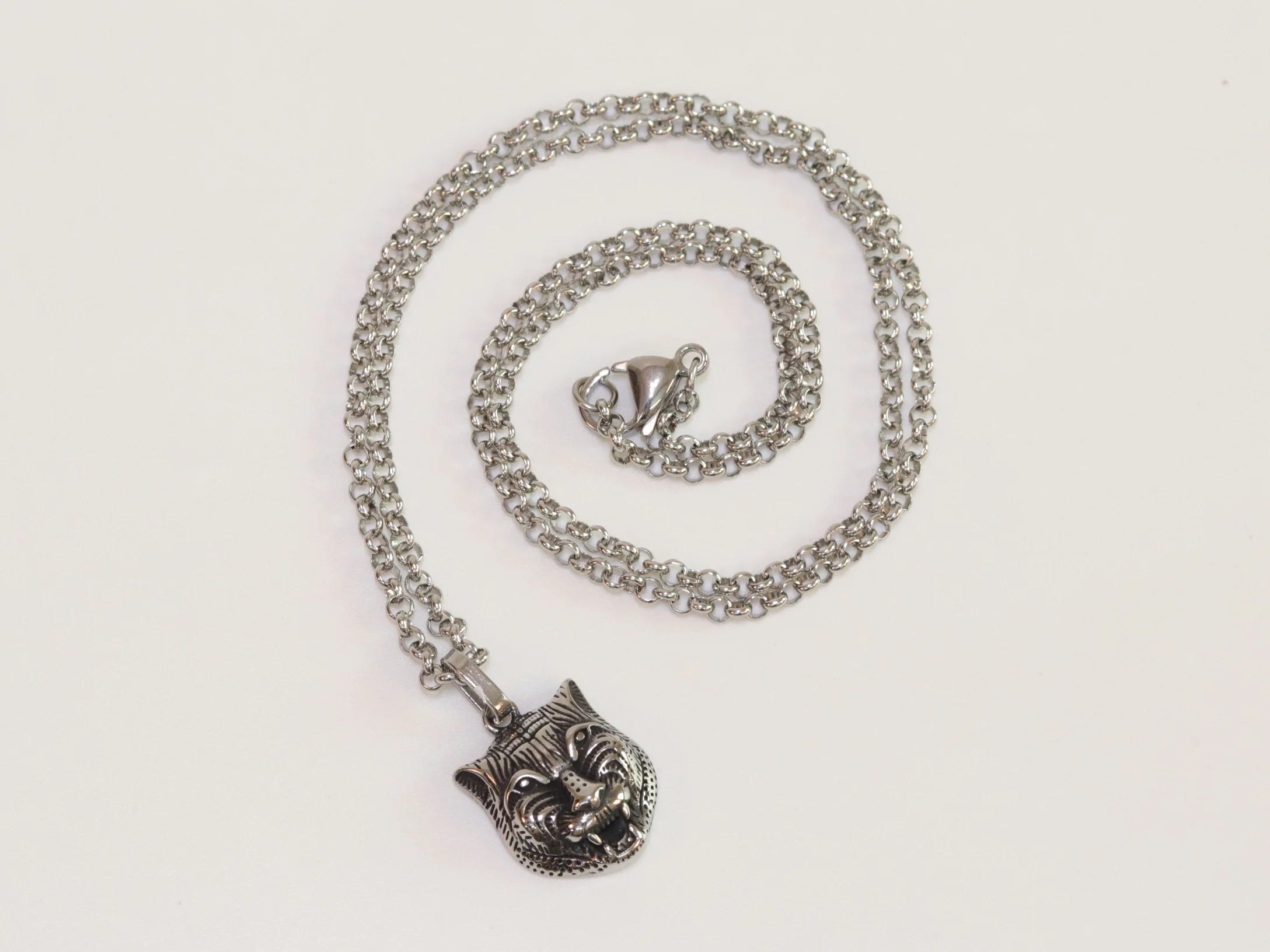 Oxidised silver panther pendant
