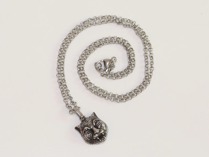 Oxidised silver panther pendant