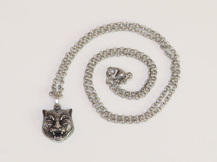 Oxidised silver panther pendant