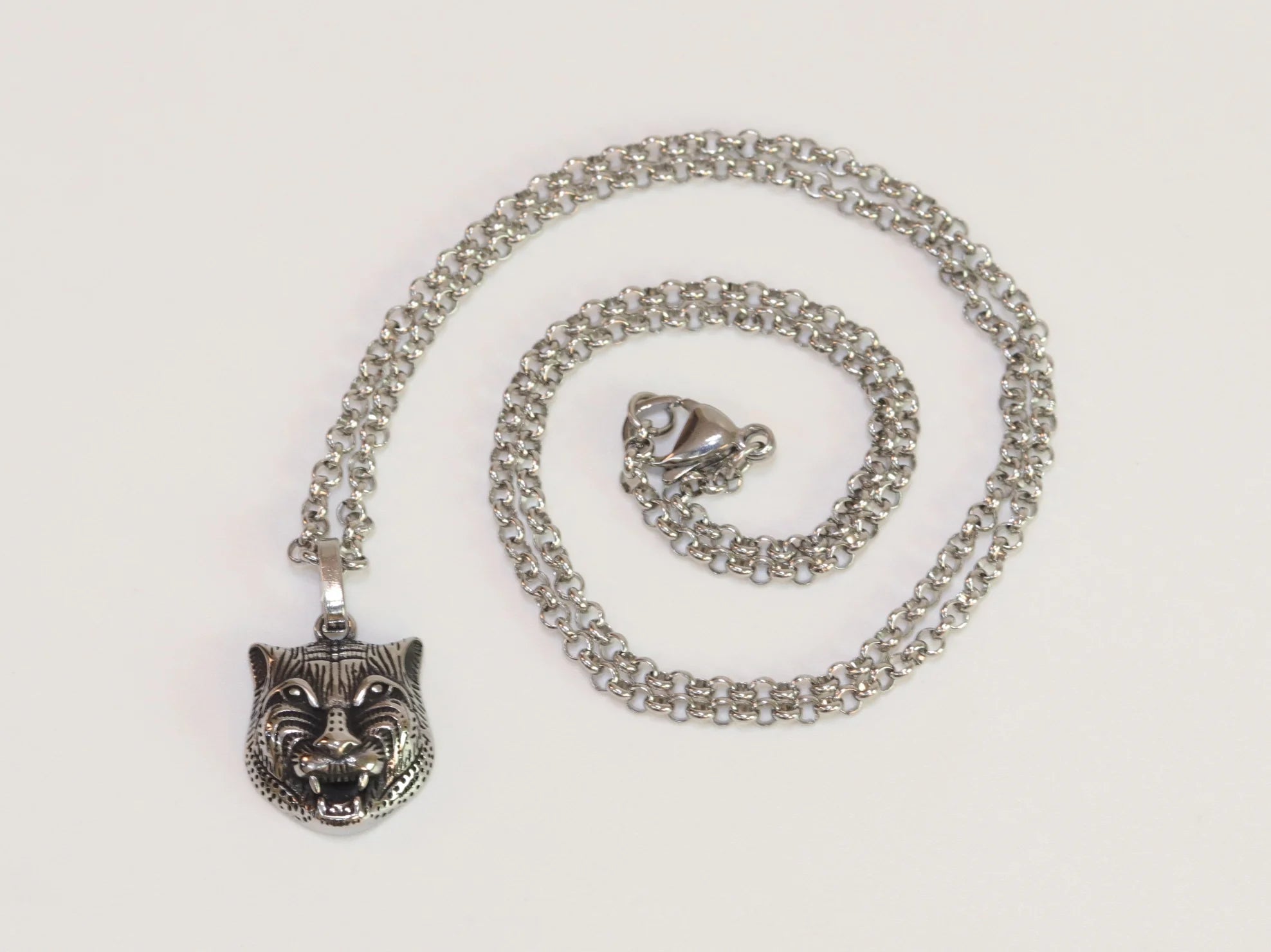 Oxidised silver panther pendant