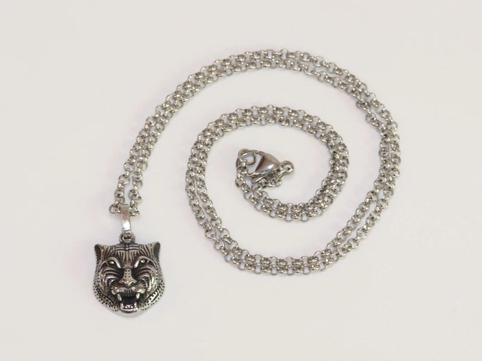 Oxidised silver panther pendant