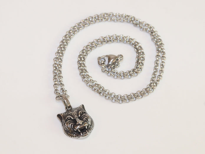 Oxidised silver panther pendant