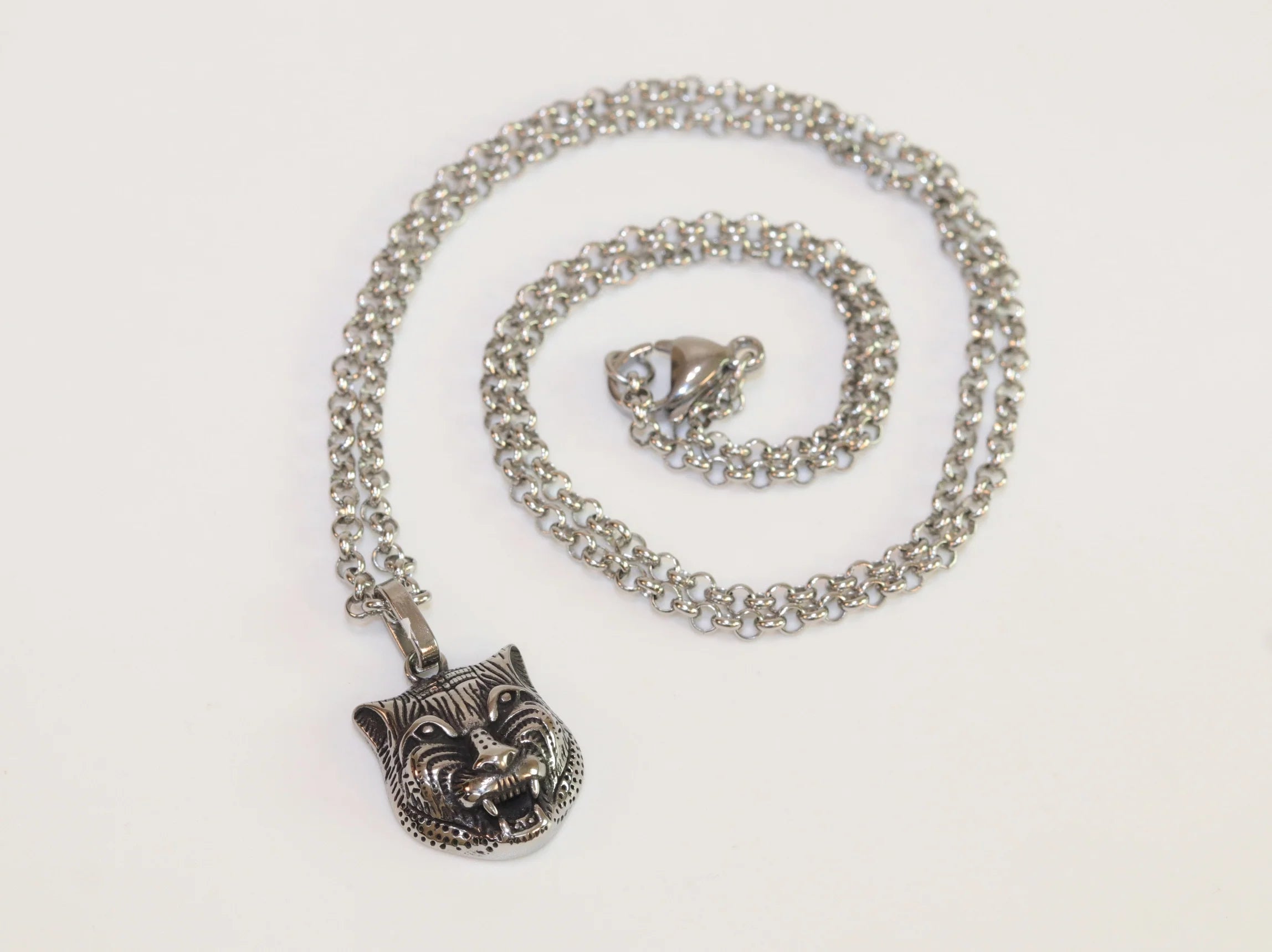 Oxidised silver panther pendant