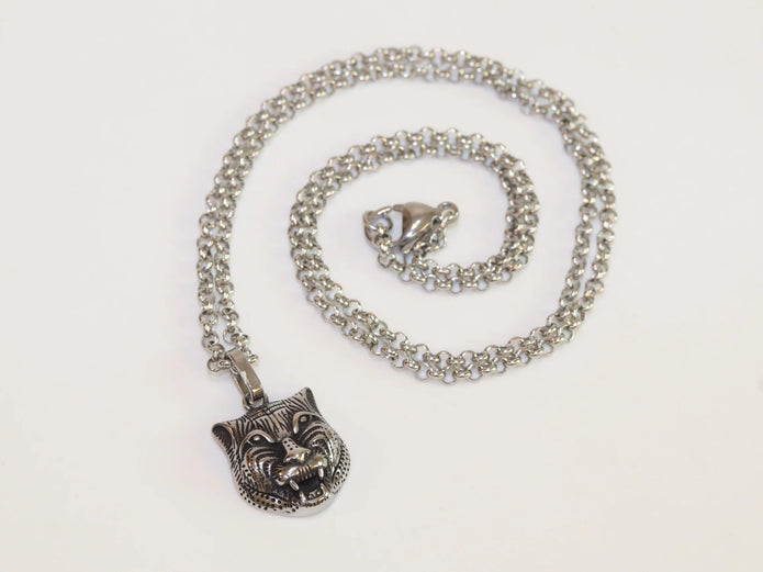 Oxidised silver panther pendant