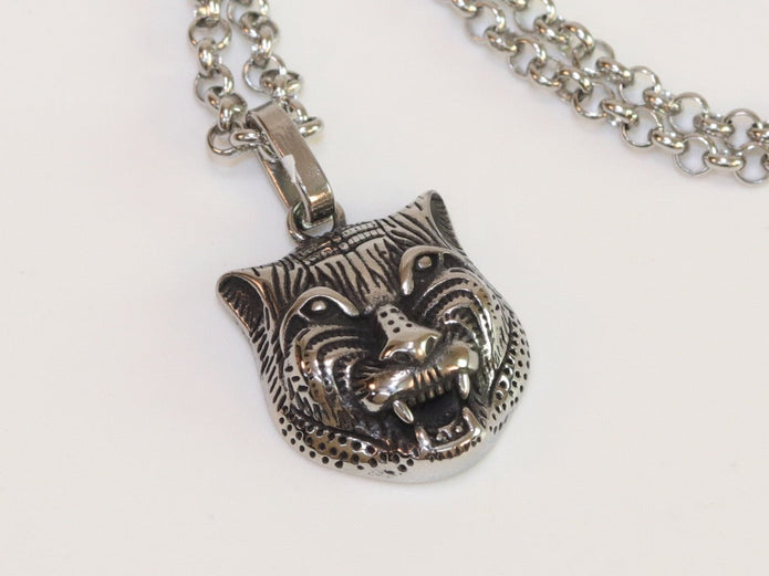 Oxidised silver panther pendant