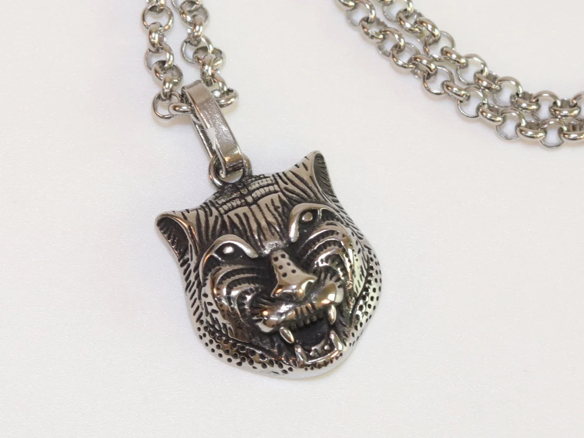 Oxidised silver panther pendant