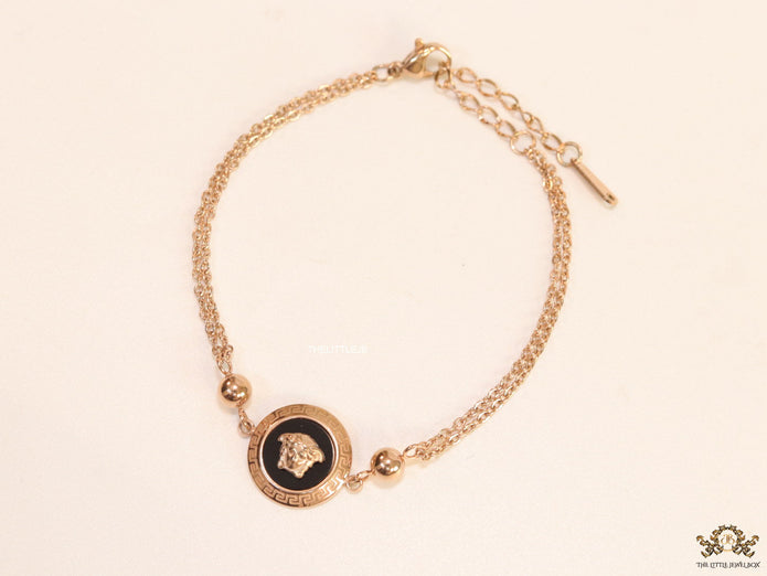Double chain Medusa bracelet in rose gold