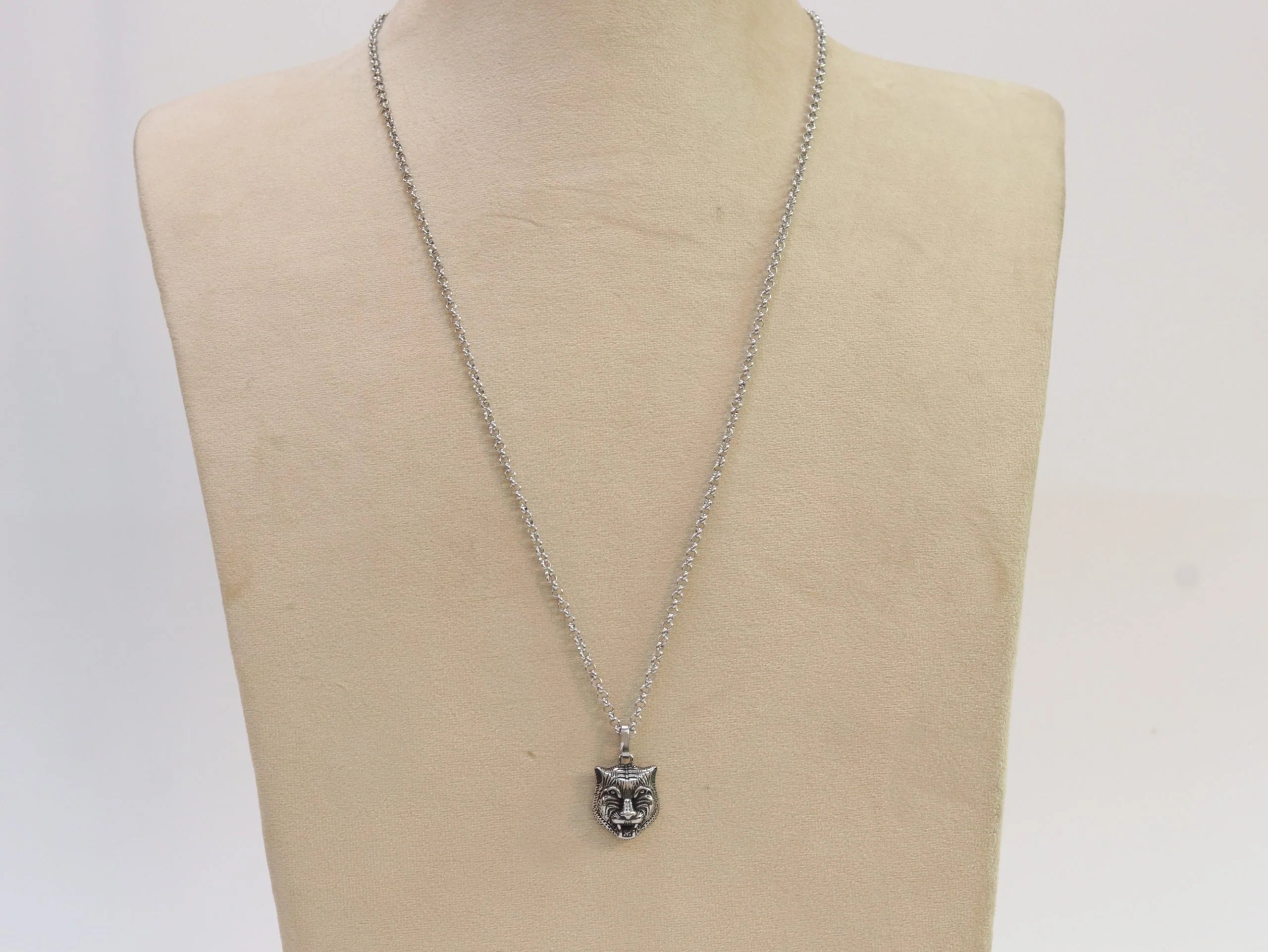 Oxidised silver panther pendant