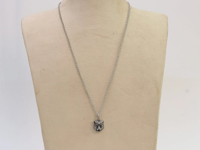 Oxidised silver panther pendant