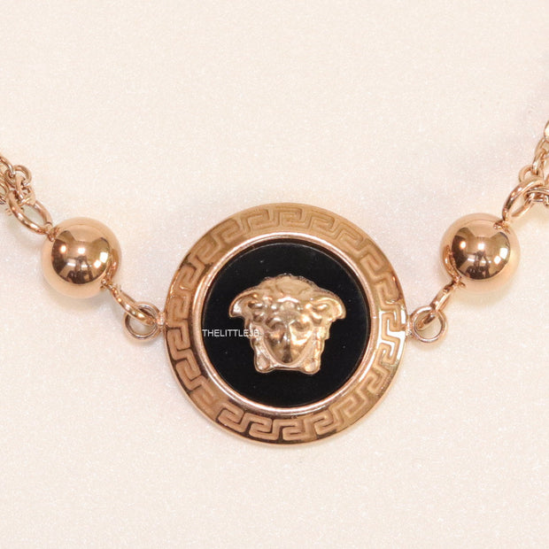 Double chain Medusa bracelet in rose gold