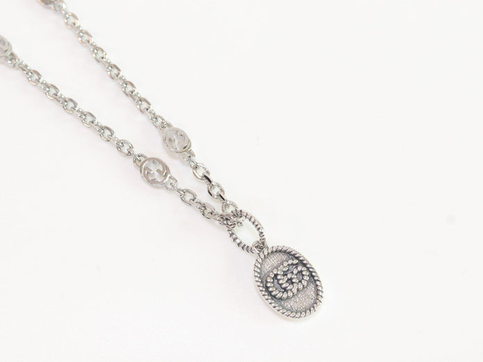Oxidised silver double G pendant