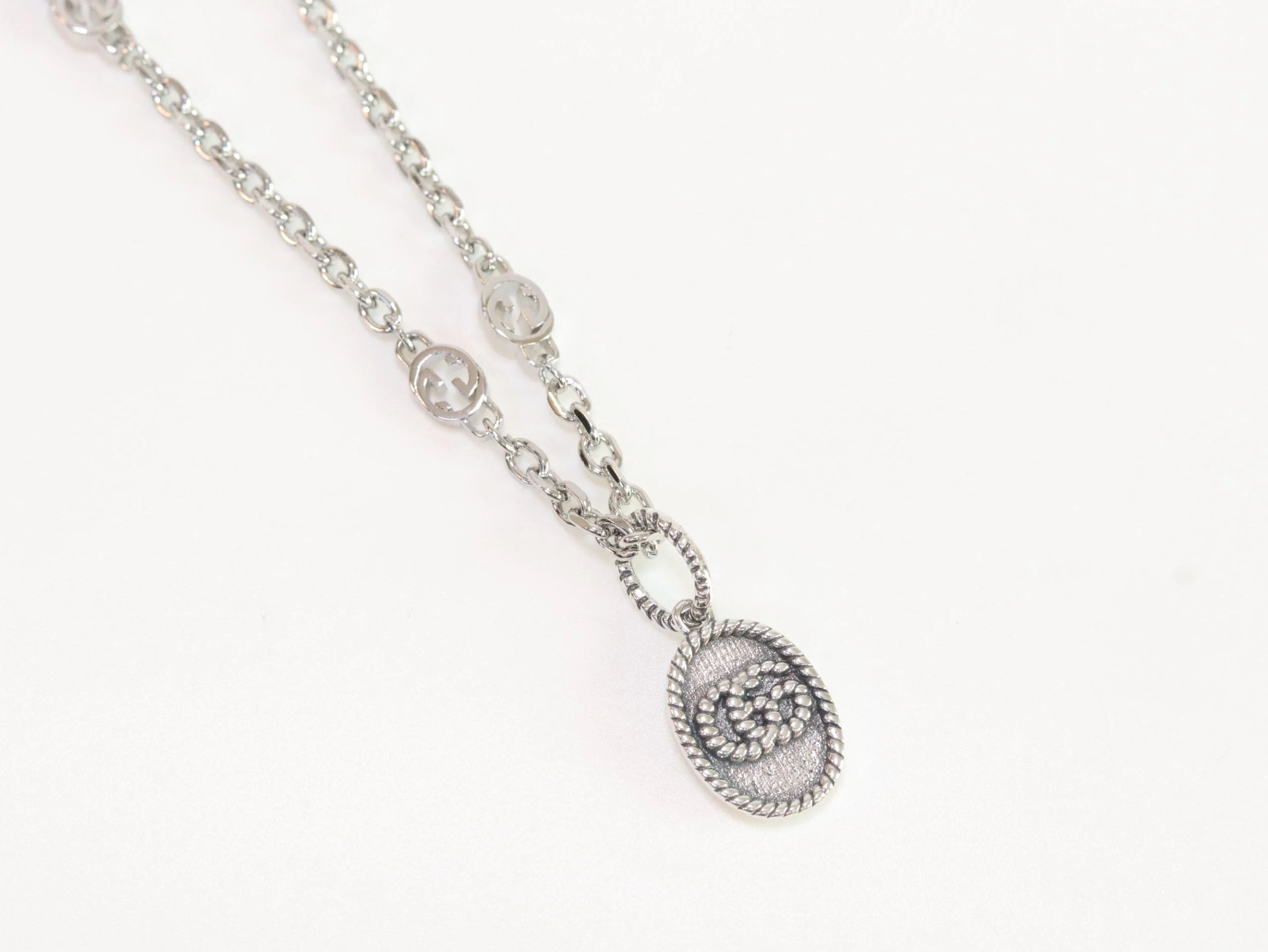 Oxidised silver double G pendant