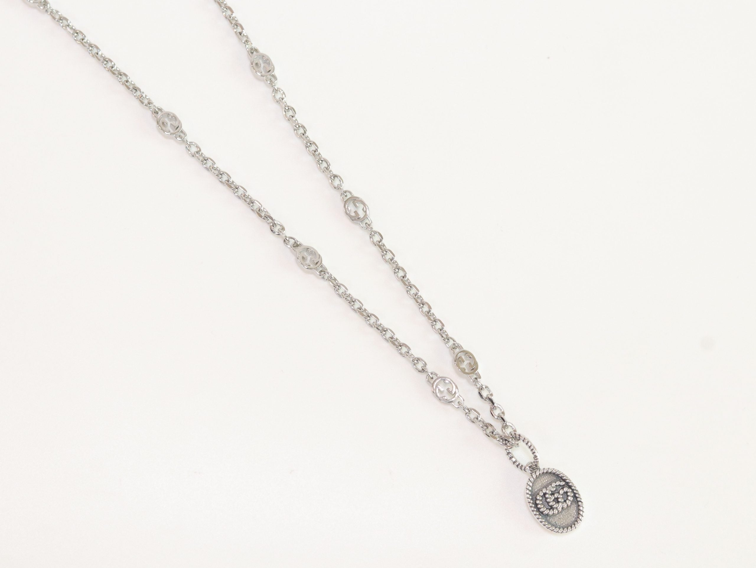 Oxidised silver double G pendant