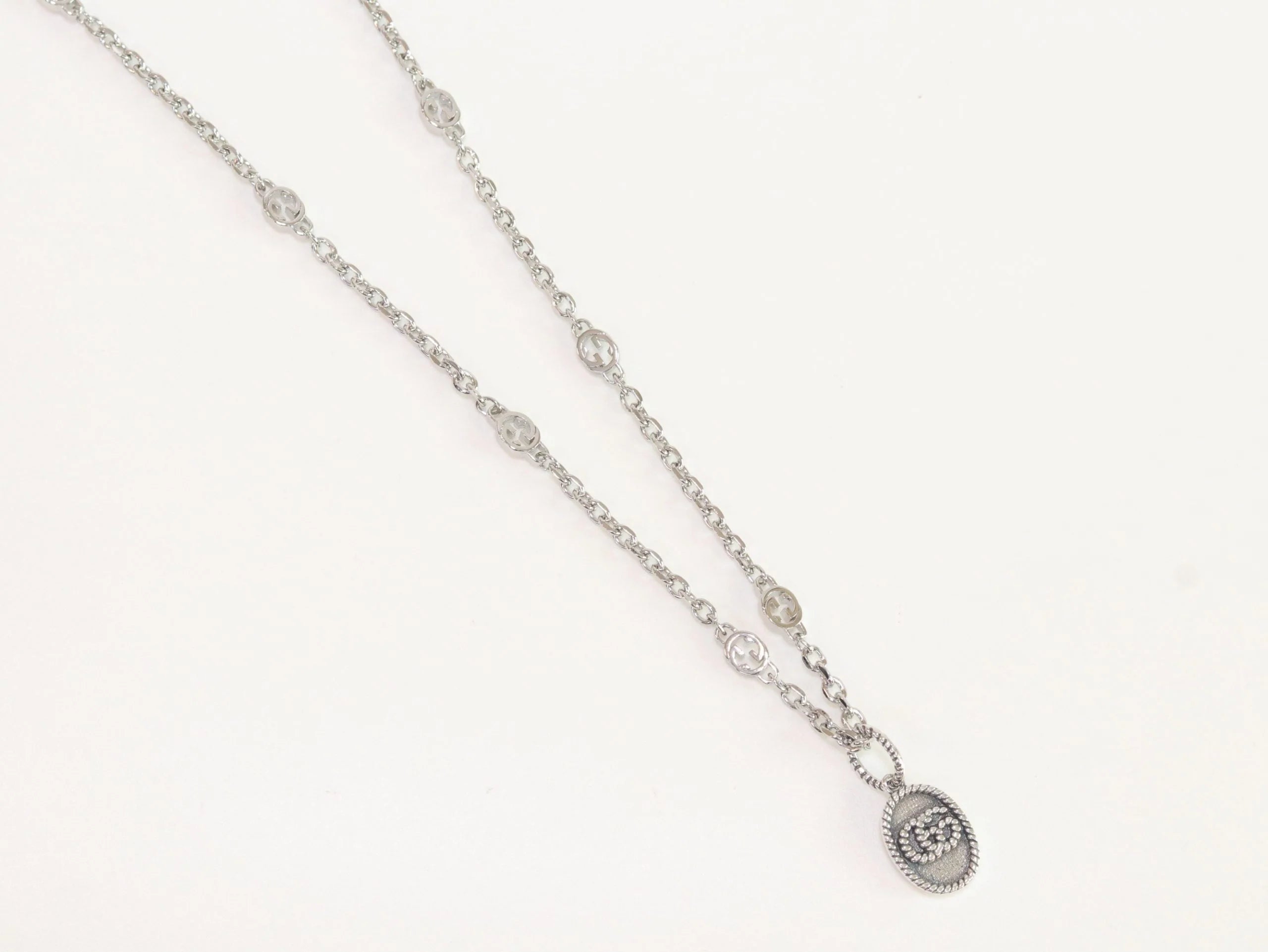 Oxidised silver double G pendant