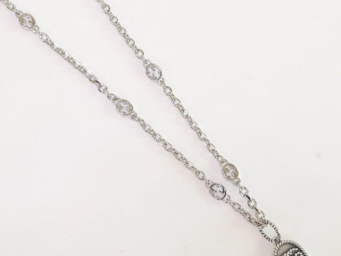 Oxidised silver double G pendant