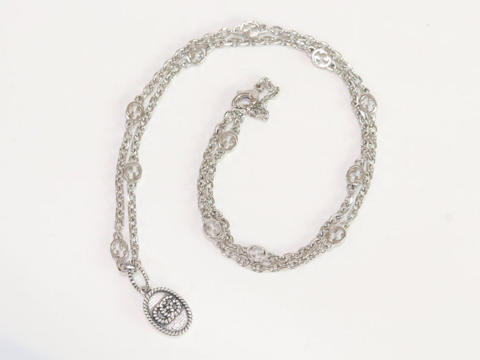 Oxidised silver double G pendant