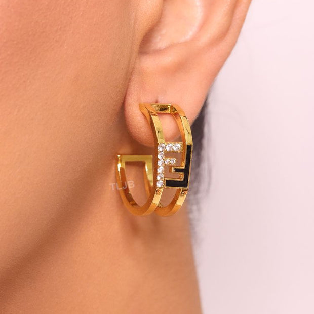 Double F Cz and black studs