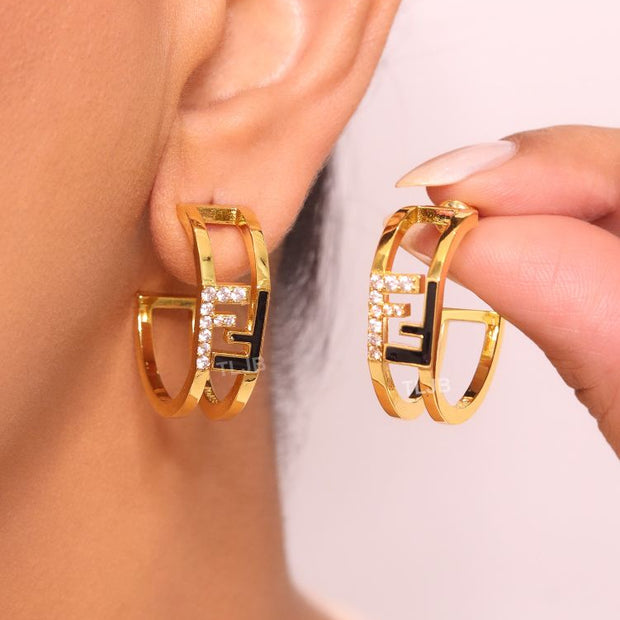 Double F Cz and black studs