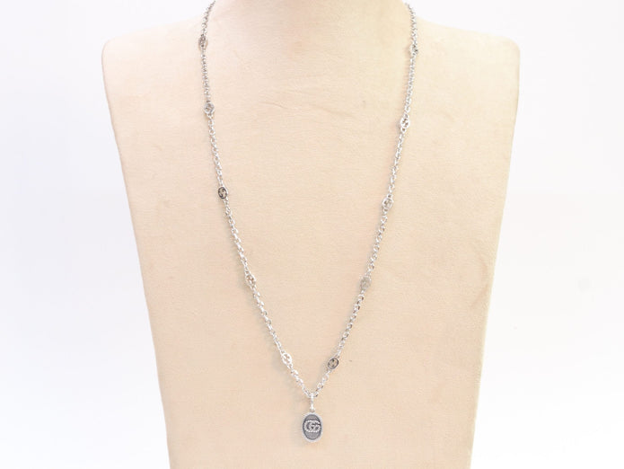 Oxidised silver double G pendant
