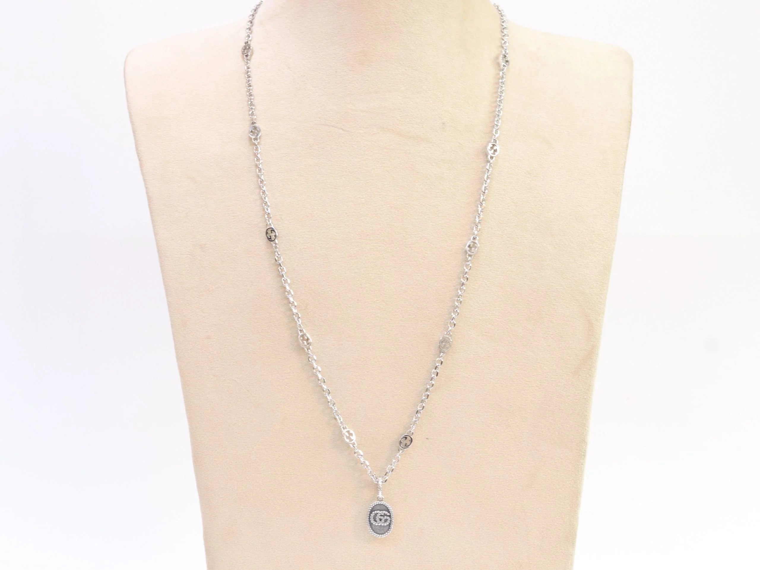 Oxidised silver double G pendant