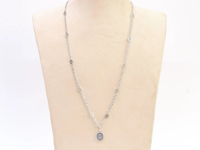 Oxidised silver double G pendant