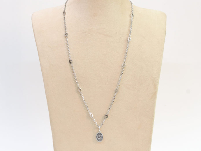Oxidised silver double G pendant