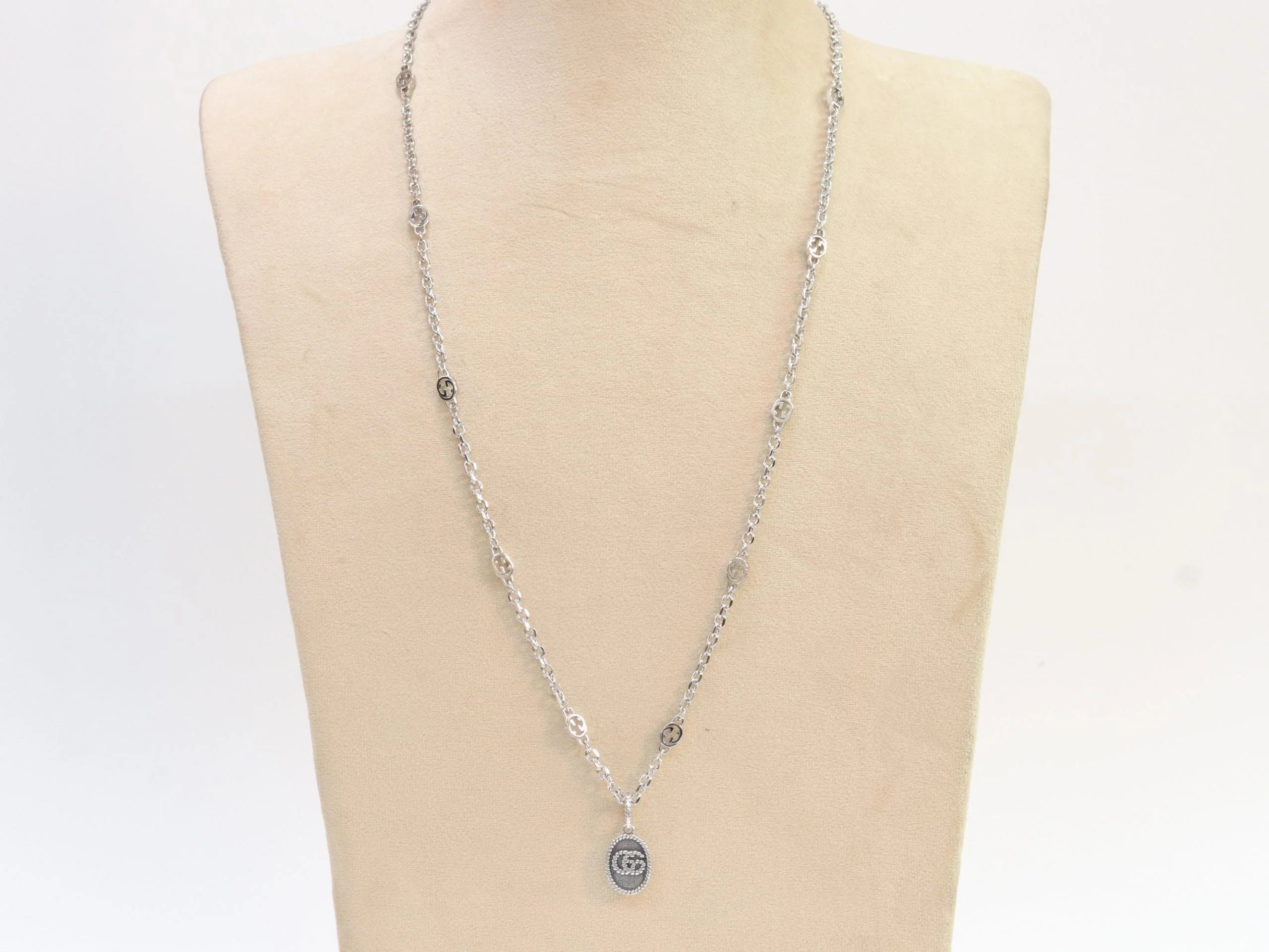 Oxidised silver double G pendant