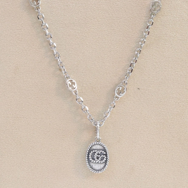 Oxidised silver double G pendant