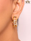 Double F Cz and gold studs