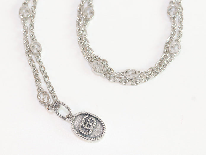 Oxidised silver double G pendant