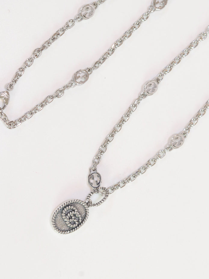 Oxidised silver double G pendant
