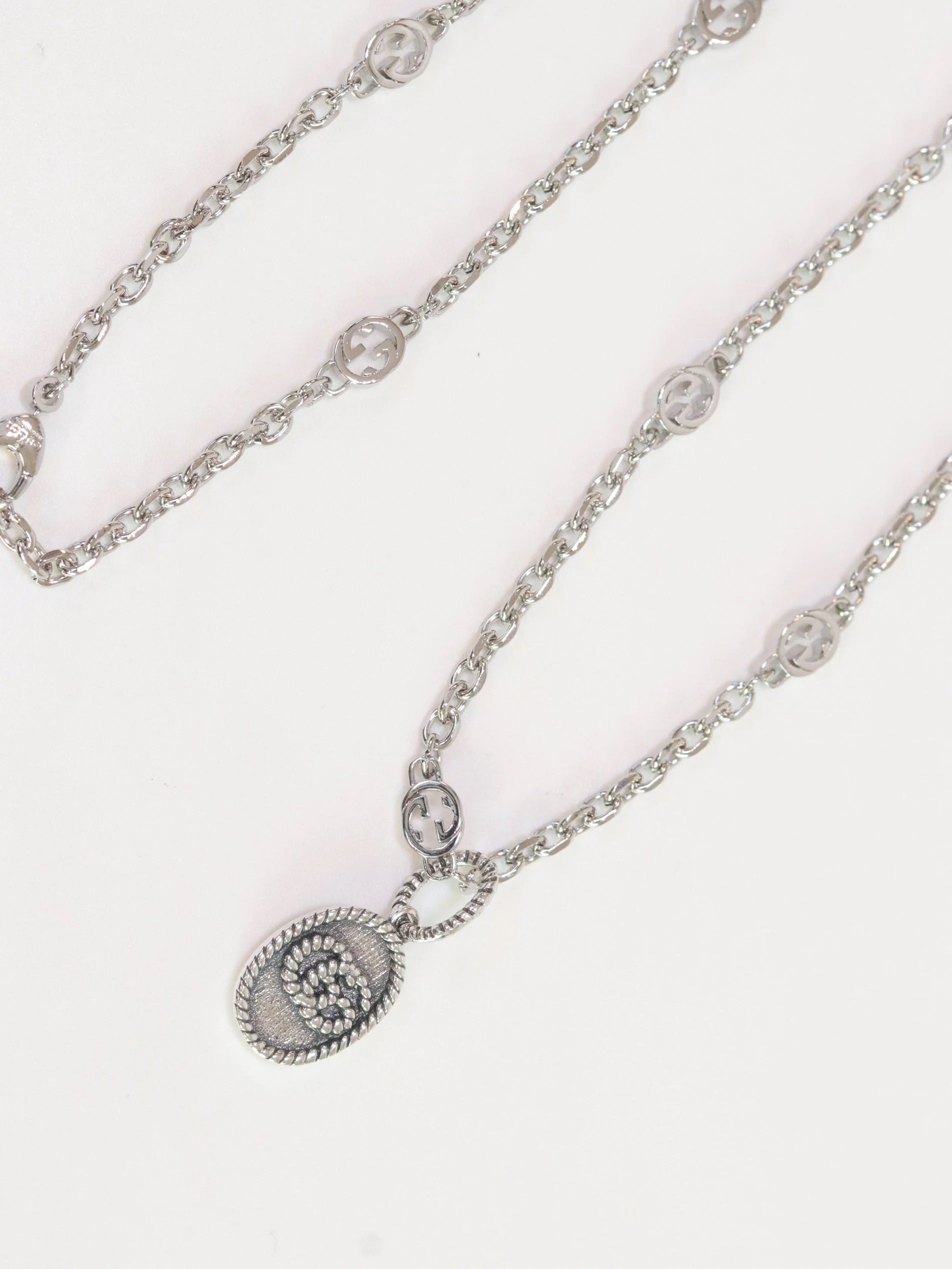 Oxidised silver double G pendant