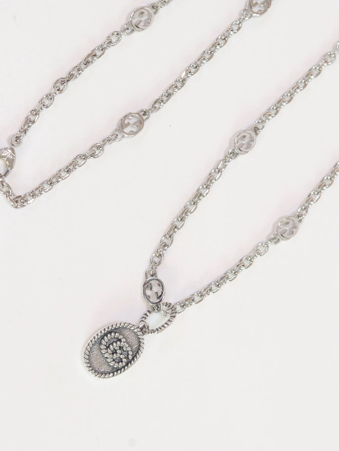 Oxidised silver double G pendant