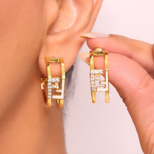 Double F Cz and gold studs