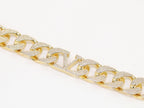 Alphabet V Chunky gold linked chain with CZ