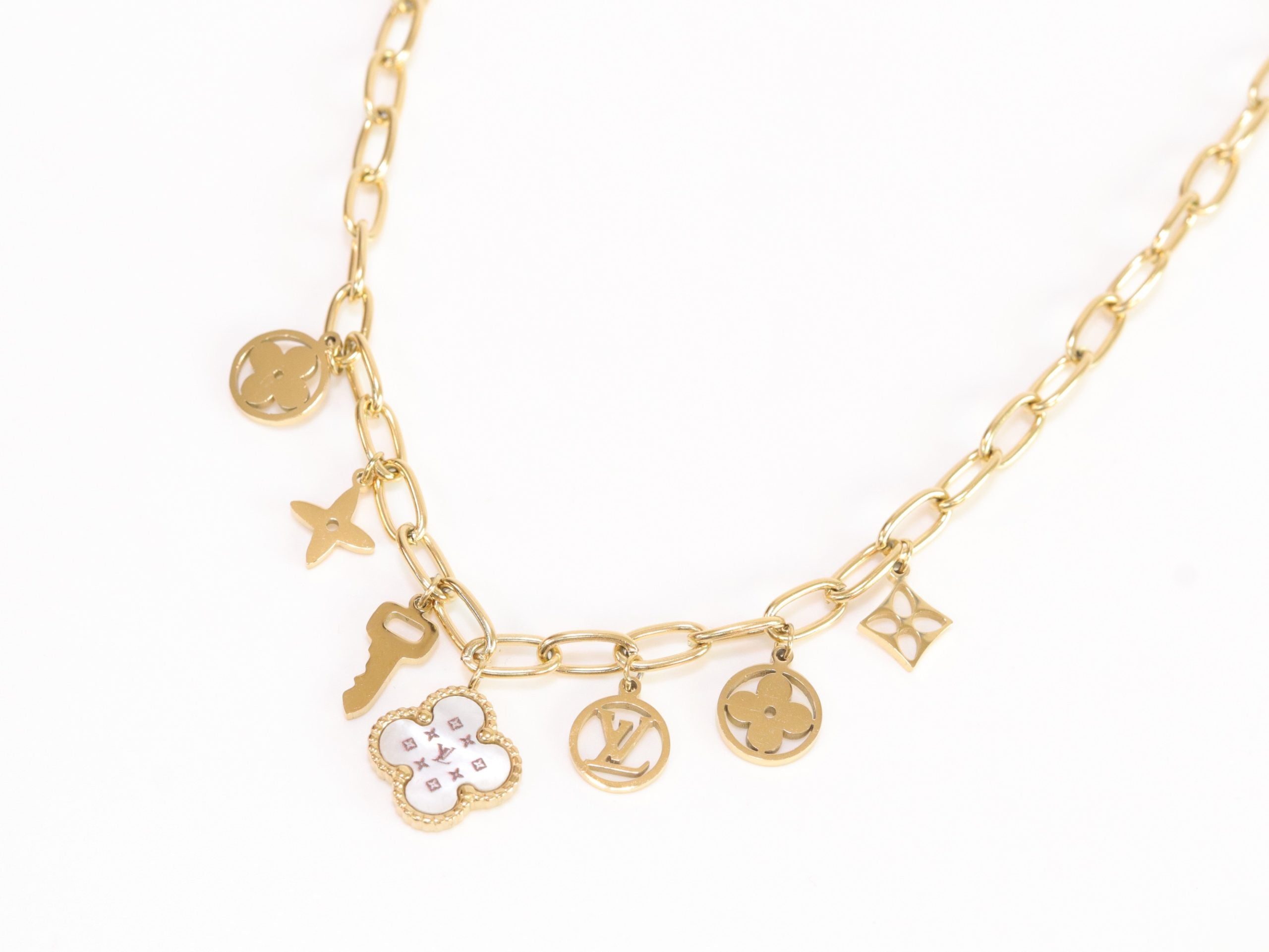 Alphabet L and V gold plated chain with charms