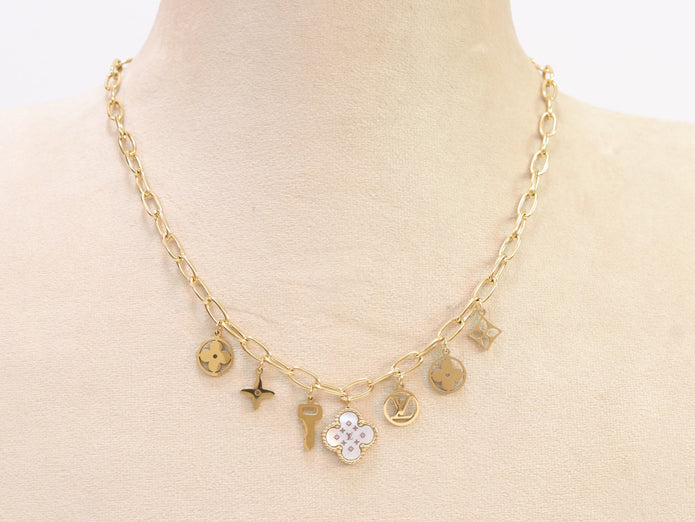 Alphabet L and V gold plated chain with charms