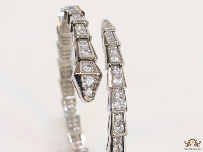 Platinum plated cz snake bracelet