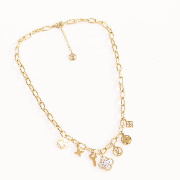 Alphabet L and V gold plated chain with charms