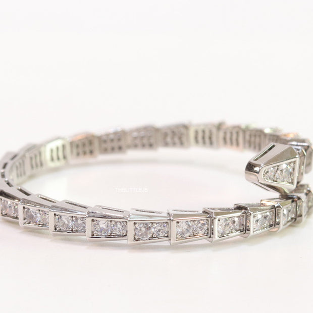 Platinum plated cz snake bracelet
