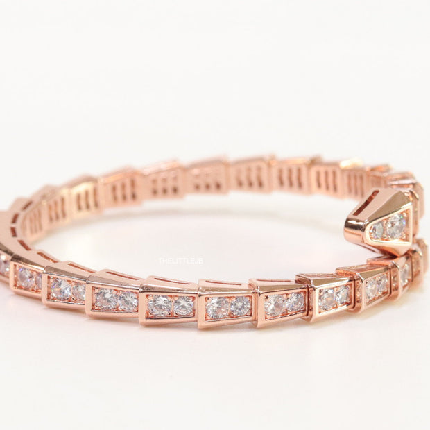 Rose gold cz serpent bracelet
