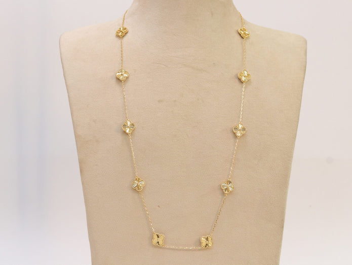 Gold clover necklace set